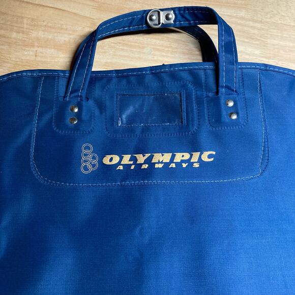 Olympic  Airways Vintage Royal Blue Vinyl Garment Bag. Pre-Owned - Picture 3 of 11